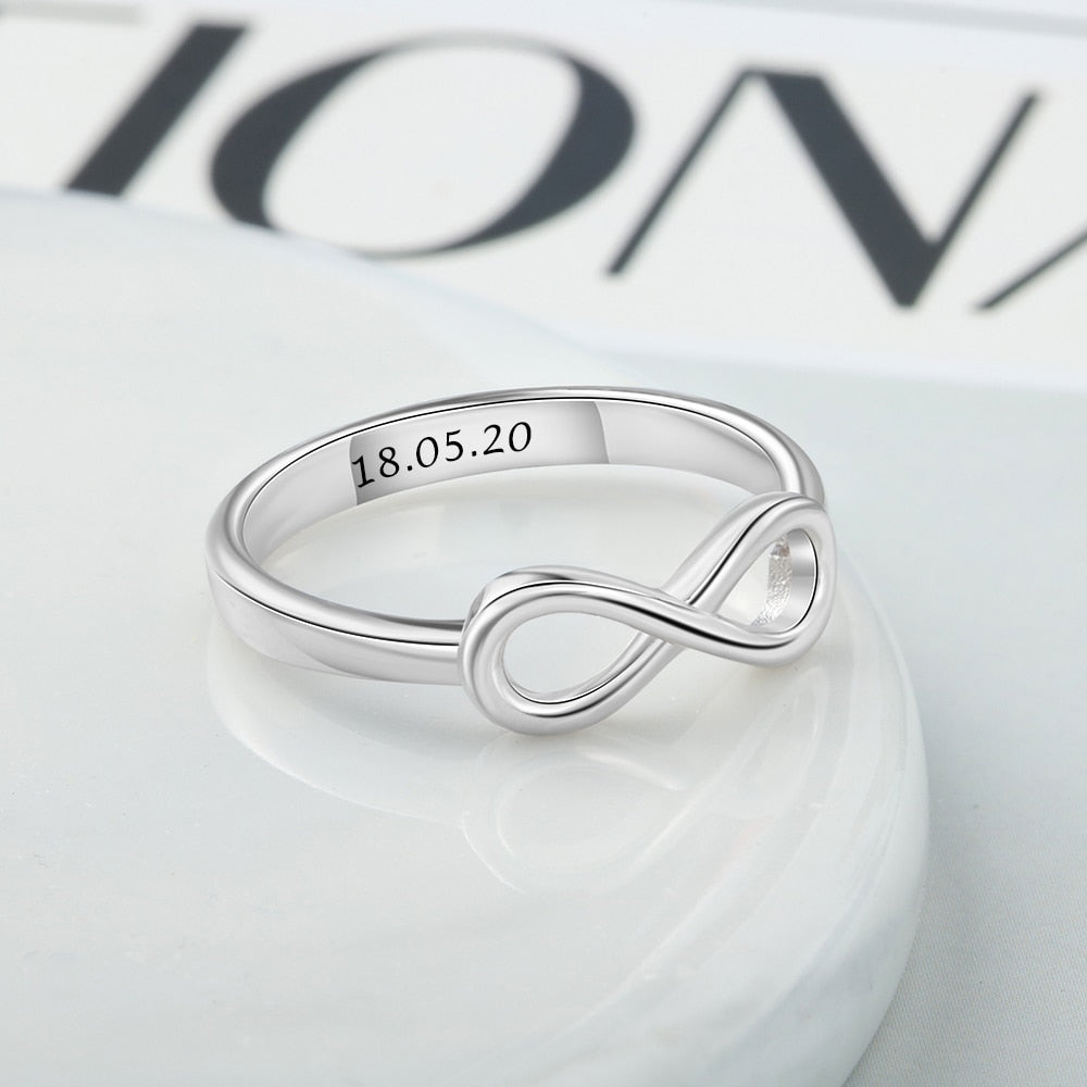Personalized Infinity Ring Silver Color Custom Name Wedding Gift Love Forever Ring for Women Fashion Jewelry Lam Hub Fong