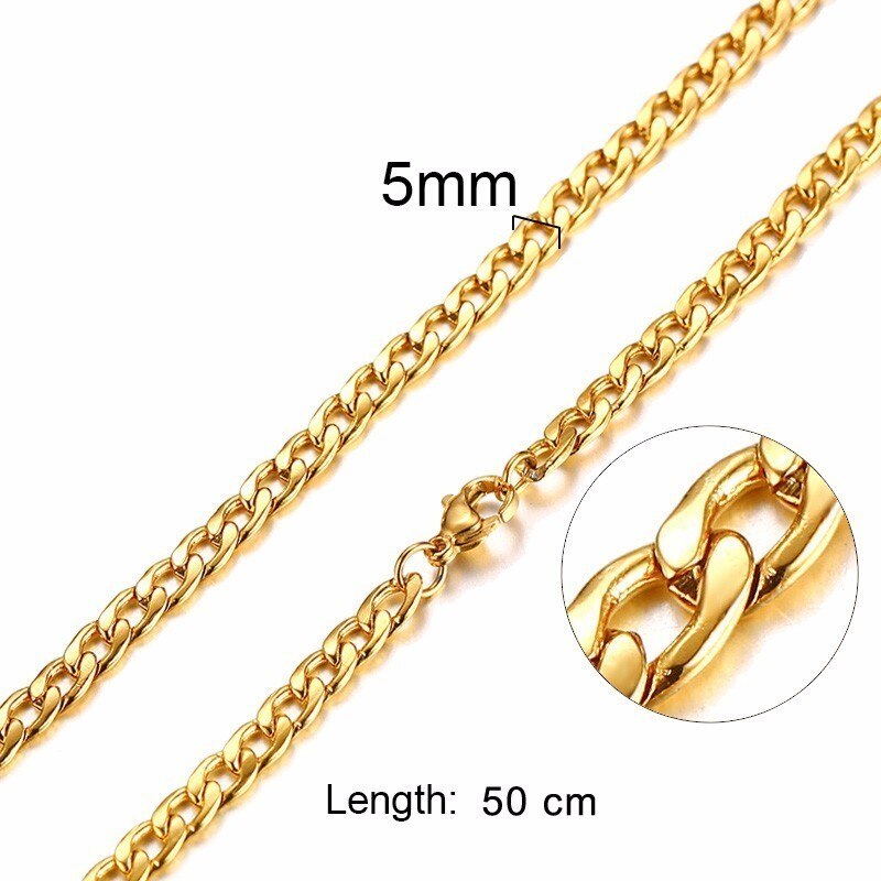 Necklace For Men, Stainless Steel Curb Chain, Man Necklace, 5 to 8mm Link Chain