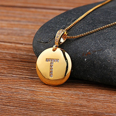 AIBEF Fashion Initial A-Z 26 Letter Necklace For Women Gold Plated Chain Charm Name Pendants Copper Jewelry Statement Girl Gifts