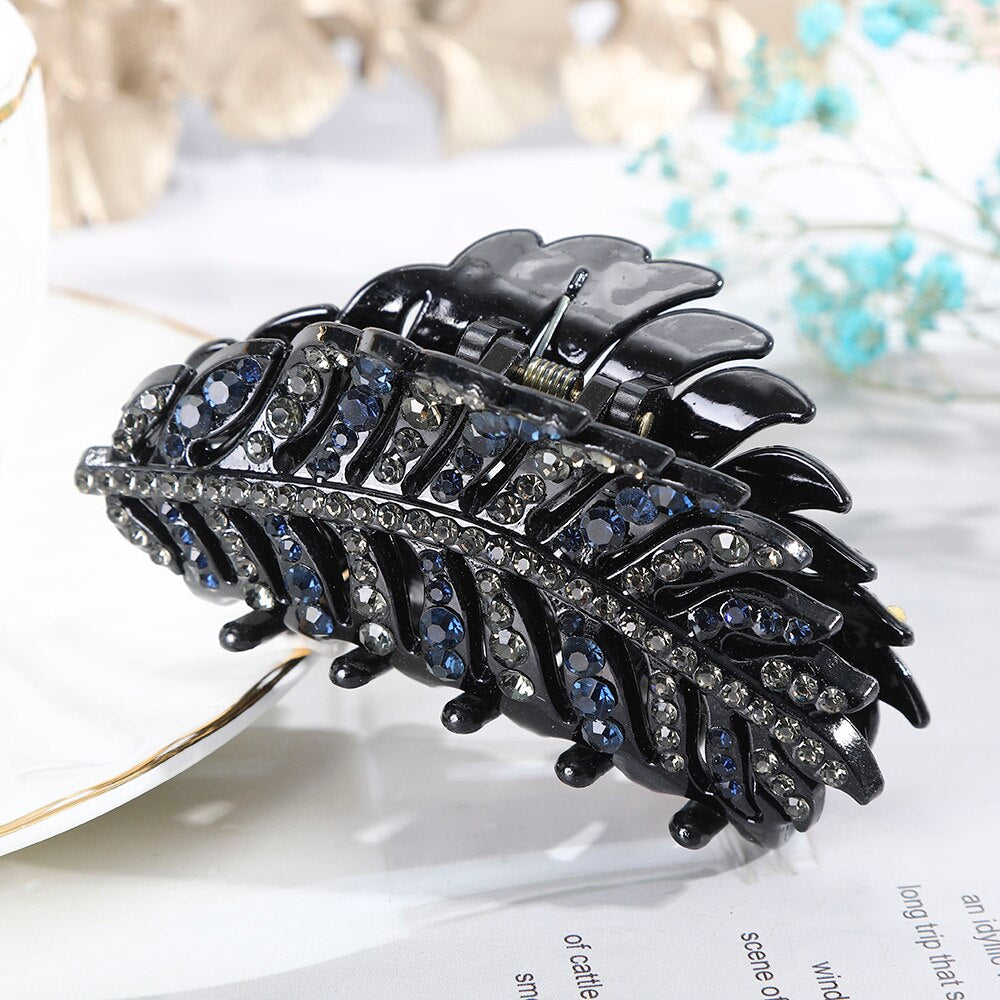 AWAYTR Large Size Women Vintage Rhinestone Hair Claw Crab Clips Crystal Clamps Hairpin Bow Knot Hair Clip Hair Accessories Girls