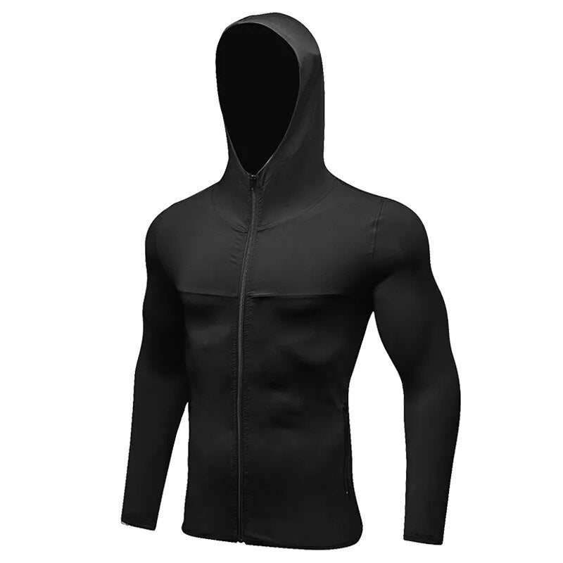 Men Zipper Hooded Running Jacket Winter Autumn Sports Long Sleeve Shirt Windproof Warm Coat Training Tracksuit Custom Logo