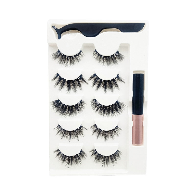 Mix 1/3/5/7/10 Pairs Eye Makeup Magnet Lashes Magnetic False Eyelashes Liqiud Eyeliner Beauty Kit Mink Eyelash Wholesale