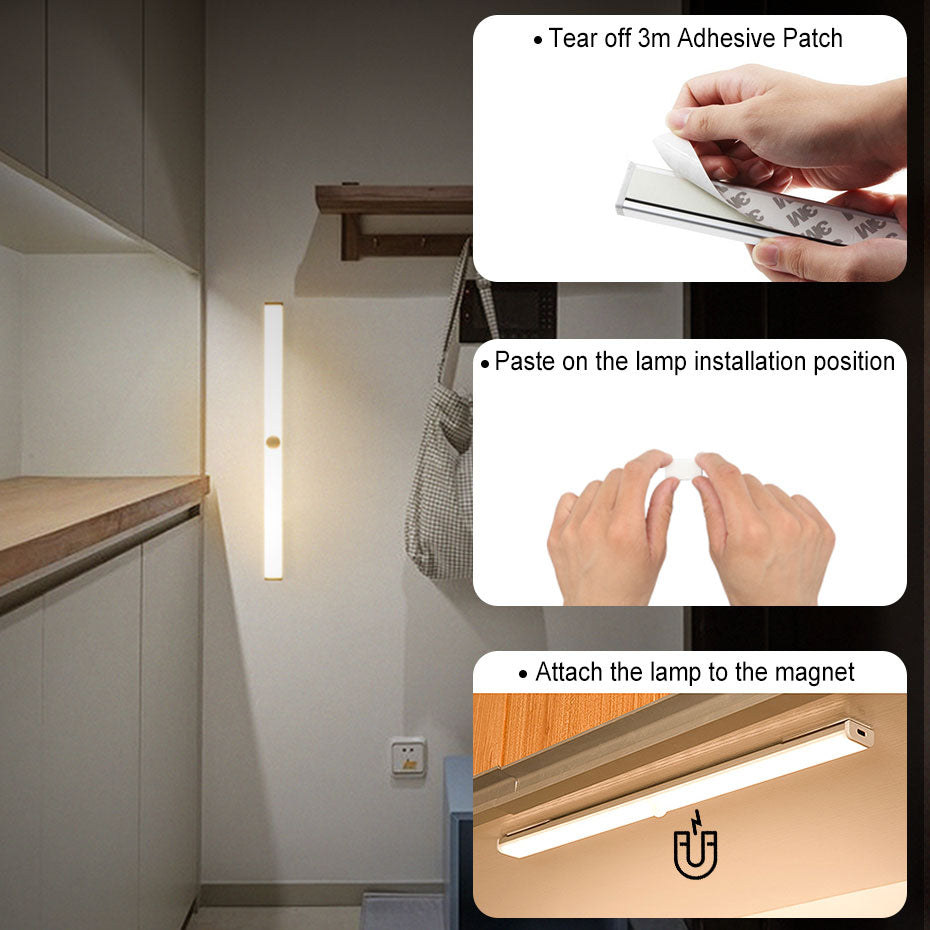 6/10/30/60 LED PIR Motion Sensor Night Light Dimmable Closet Lights LED Under Cabinet Light for Cupboard Wardrobe Stairs Kitchen