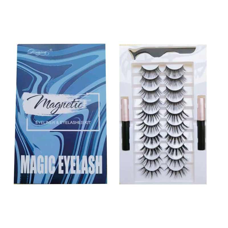 Mix 1/3/5/7/10 Pairs Eye Makeup Magnet Lashes Magnetic False Eyelashes Liqiud Eyeliner Beauty Kit Mink Eyelash Wholesale