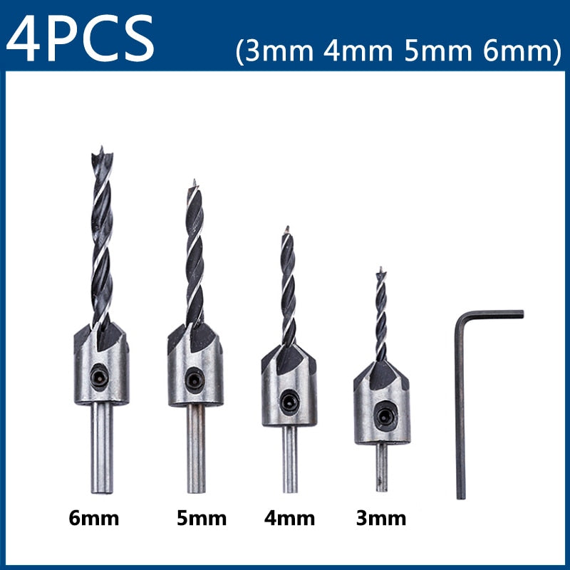 XCAN 3mm-10mm HSS Countersink Drill Bit Set Reamer Woodworking Chamfer Drill Counterbore Pliot Hole Cutter Screw Hole Drill