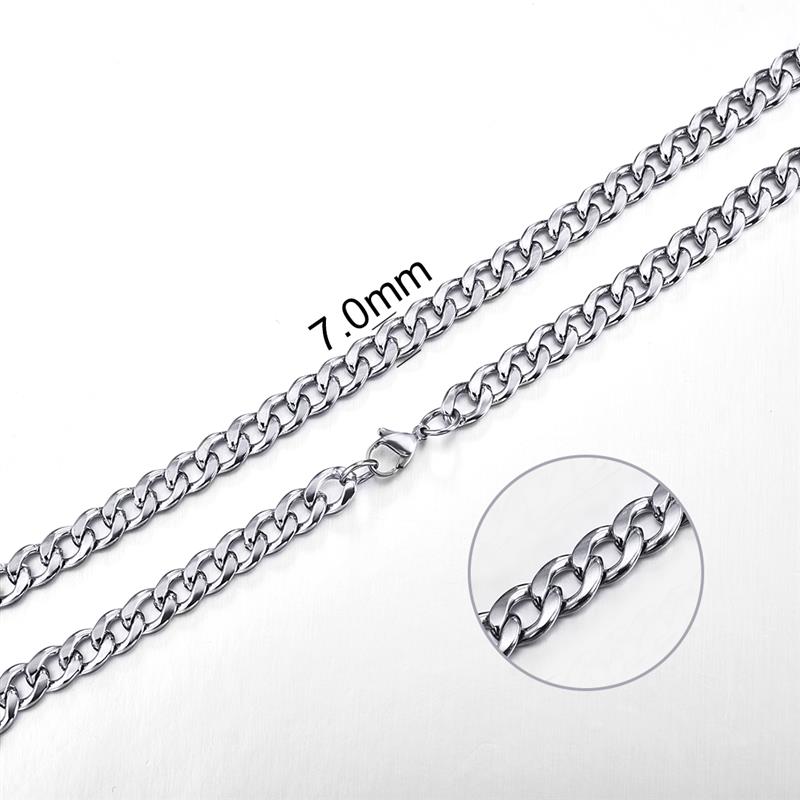 Jiayiqi 2mm-7mm Rope Chain Necklace Stainless Steel Never Fade Waterproof Choker Men Women Jewelry Silver Color Chains Gift