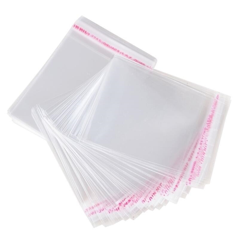 100pcs Clear Plastic Self Adhesive Bag Self Sealing Jewelry Accessories Candy Packing Resealable Gift Cookie Packaging Bag