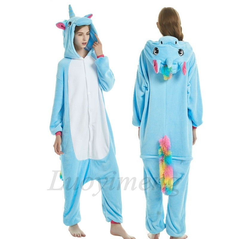 Kigurumi Unicorn Pajama Stitch Adult Animal Onesie Women Men Couple Pajamas Winter Pijamas Suit Panda Sleepwear Flannel Pyjamas