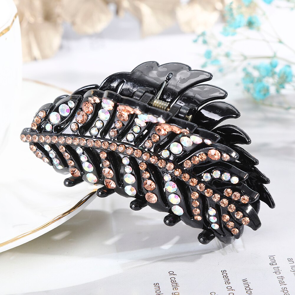 AWAYTR Large Size Women Vintage Rhinestone Hair Claw Crab Clips Crystal Clamps Hairpin Bow Knot Hair Clip Hair Accessories Girls