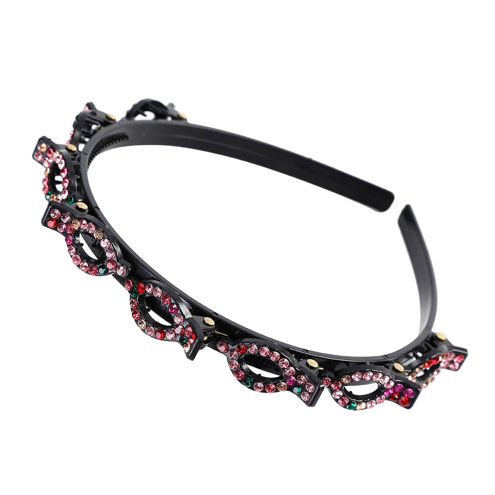 AWAYTR Hairbands Non-slip Bezel Colorful Rhinestone Flower Water Ripple Hair Hoop Headband for Women Hair Band Hair Accessories