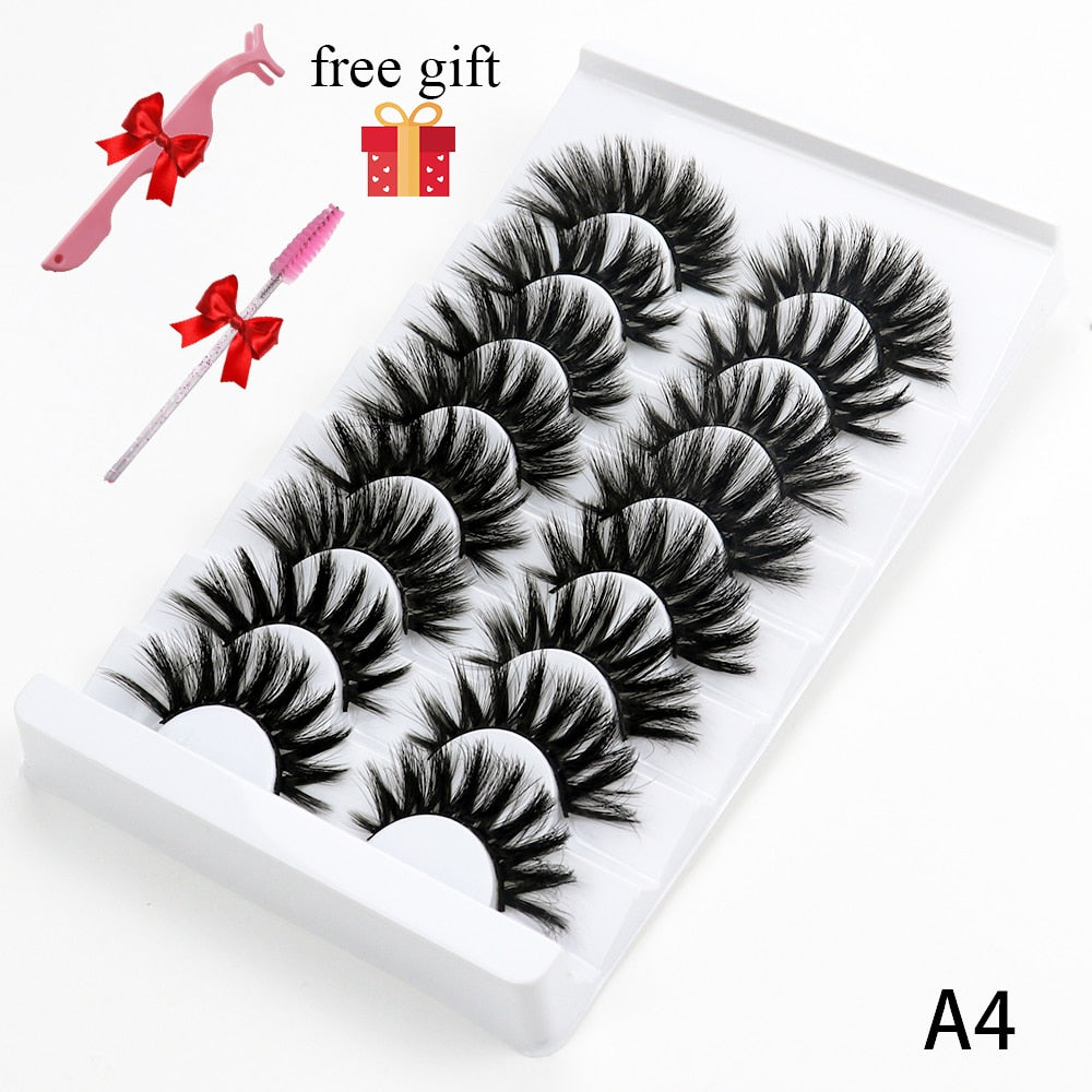 5/8 Pairs 20mm Mink Lashes 3D Natural False Eyelashes Fluffy Faux Mink Eyelashes Wispies Long Extension Eyelashes Pack Maquiagem