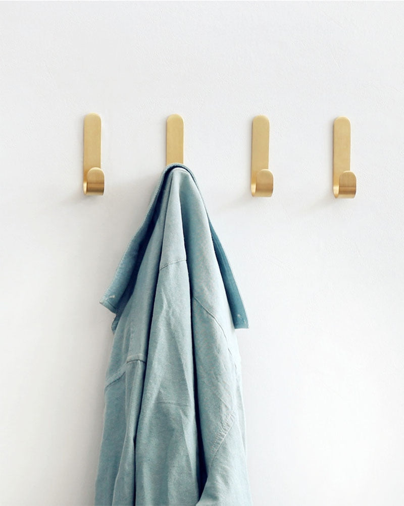 2pcs/lot Brass Hook Bag Dress Hanger Wall Hooks Towel Robe Cloth Cap Holder Home Storage Hangers