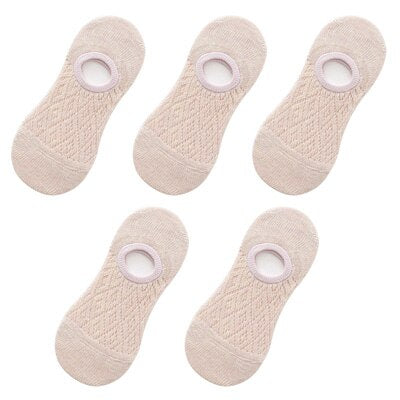 5 Pairs/Set Women Silicone non-slip invisible Socks Summer Solid Color Mesh Ankle Boat Socks Female Cotton Slipper No show Socks