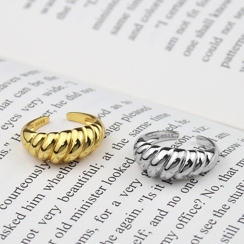 XIYANIKE Silver Color  Oblique Thread French Ring Women Simple Opening fashion jewelry Refinement Prevent Allergy GIft