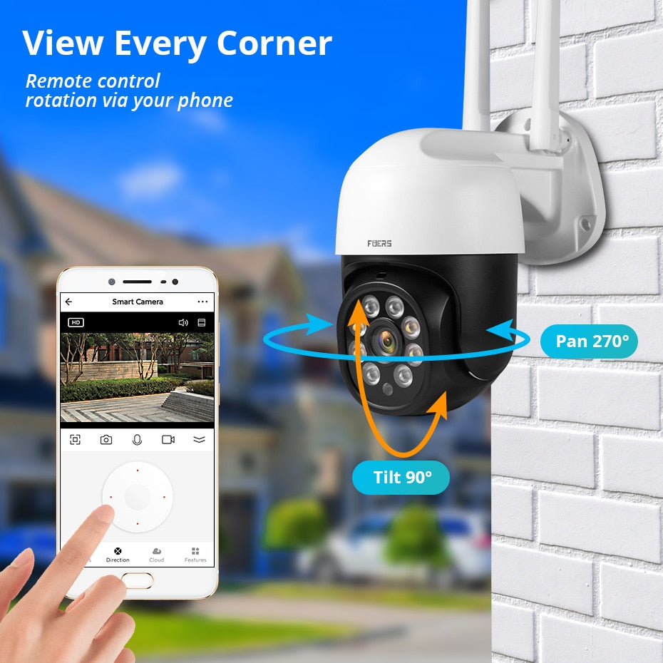 Fuers 1080P 3MP IP Camera Tuya Smart Outdoor Home Security Auto Tracking Human Detection Camera WIFI CCTV Surveillance Camera