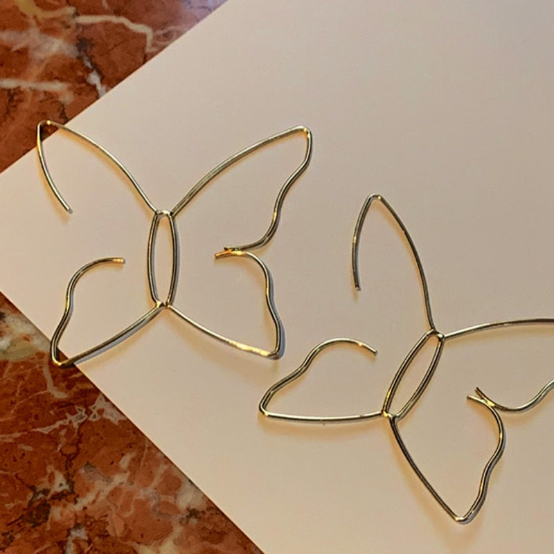 Artsy Butterfly Silhouette Hoop Earrings For Women 2020 Exaggerated Abstract Outline Chic Earrings Girls Korean Earrings Femme