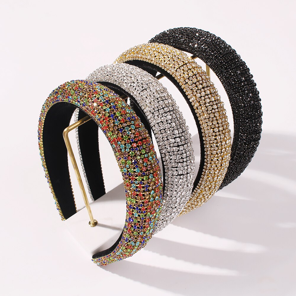 Colorful Crystal Hairbands Rhinestone Padded Headband Party Wedding Hair Hoop For Women Girls Hair Accessories Headpieces Gifts