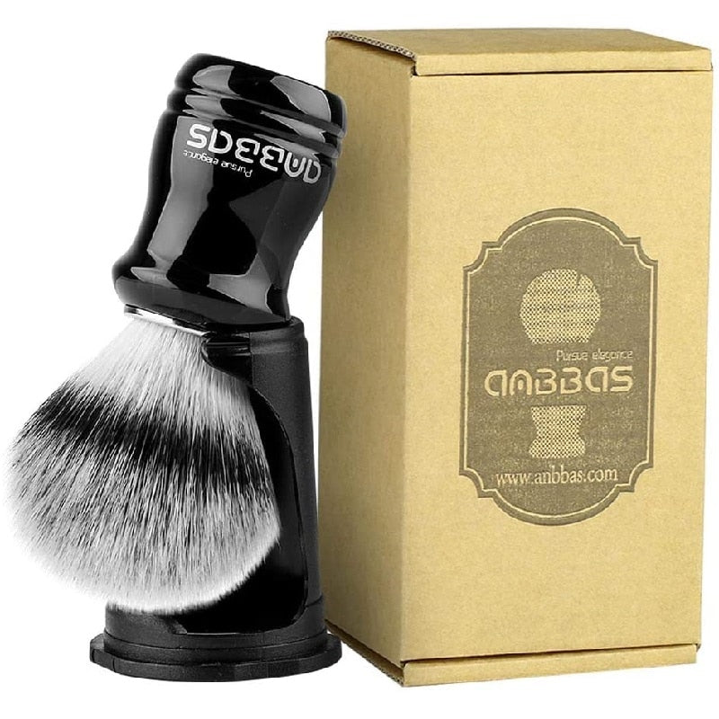 22mm Synthetic Badger Shaving Brush with Black Holder Stand 2IN1 Resin Handle Foam Brush Set for Men Close Wet Shave