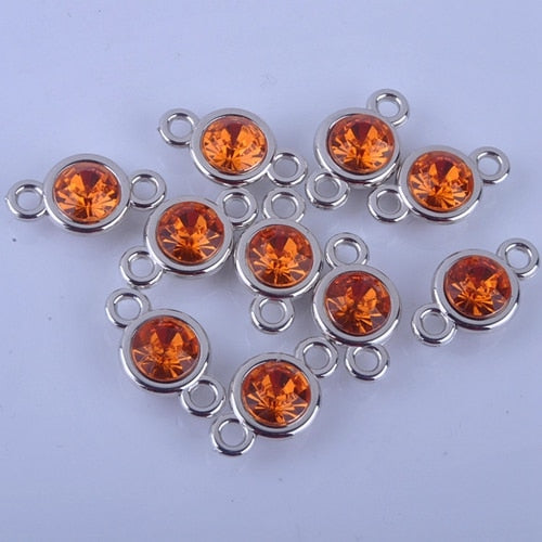 1 set of 12pcs Bright Birthstone Charms Silver color Acrylic charms measuring 11 mm by 19 mm for DIY Statement Necklace, Pendant, Anklet and Bracelet