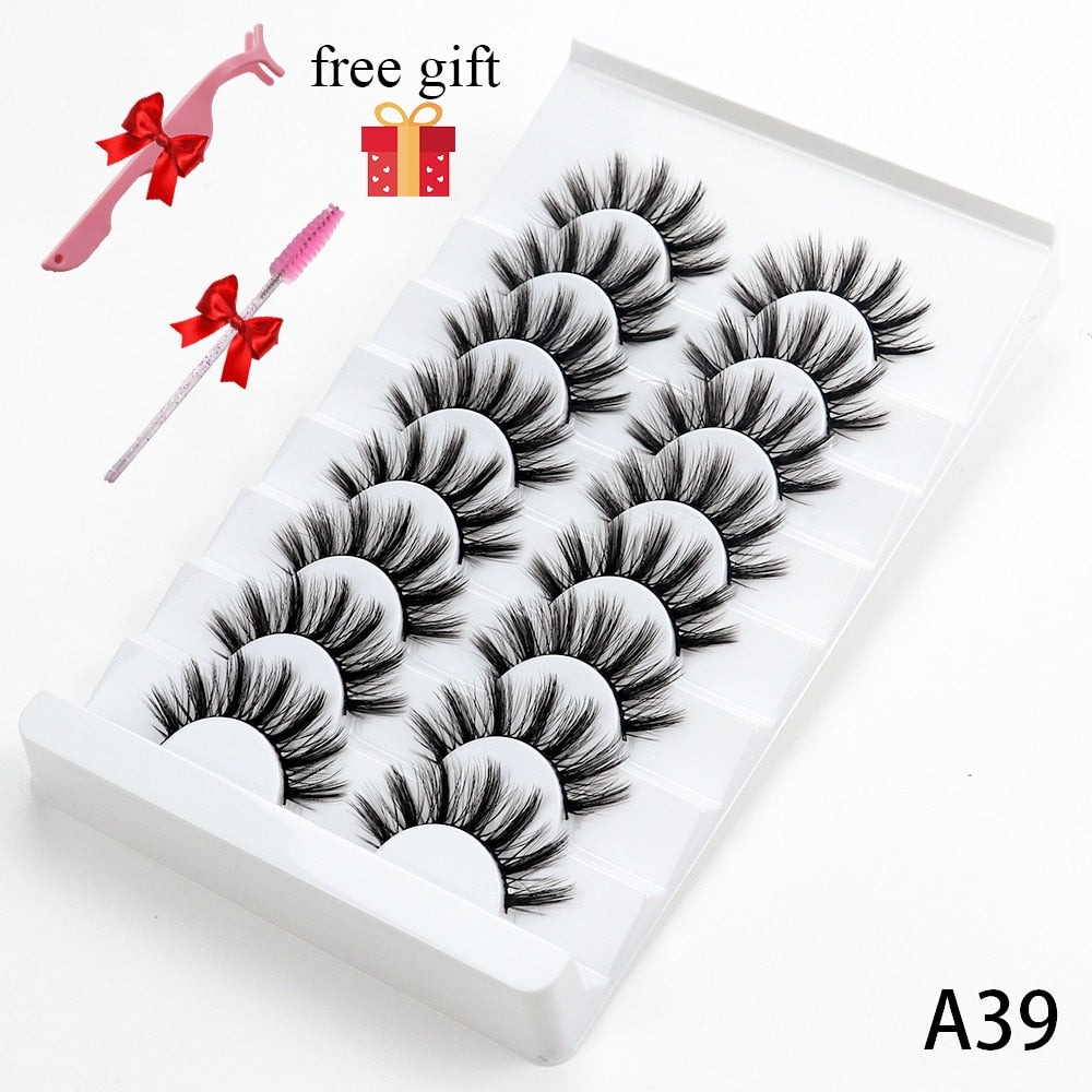 5/8 Pairs 20mm Mink Lashes 3D Natural False Eyelashes Fluffy Faux Mink Eyelashes Wispies Long Extension Eyelashes Pack Maquiagem