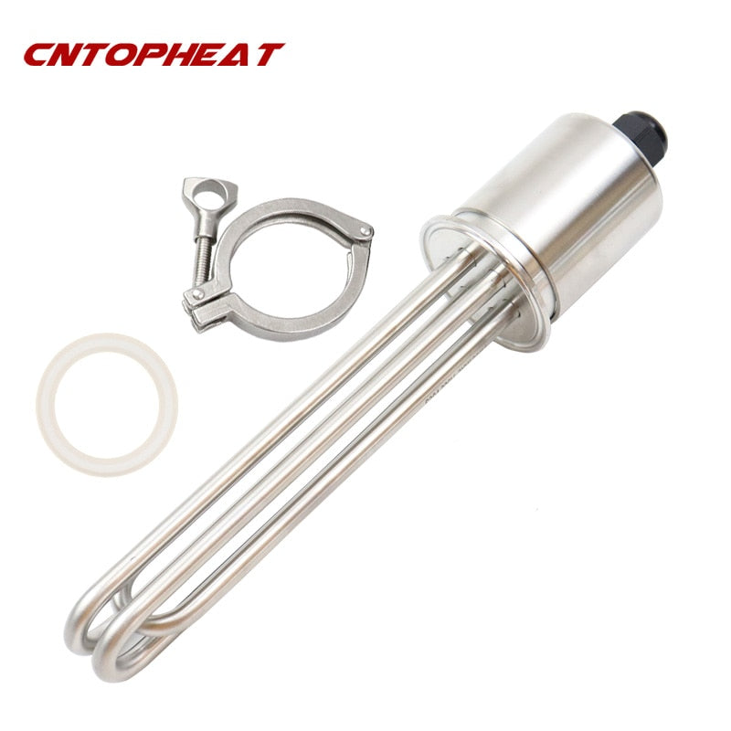 220V/380V 9KW Stainless Steel Water Heating Element 2" Tri Clamp(OD64mm) Electric Immersion Heater