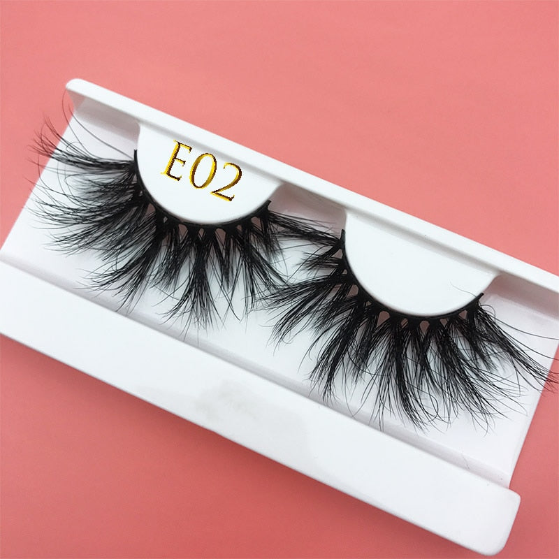 3D MIKIWI real mink lash 25mm E01 extra length and fluffy luxury mink eyelashes natural thick Eye lashes wispy makeup extention