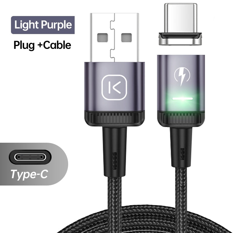 KUULAA LED Magnetic USB Cable 3A Fast Charging Type C Cable Magnet Charger Micro USB Cable for iPhone xiaomi poco samsung cord