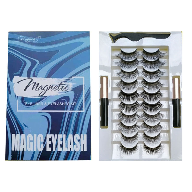 Mix 1/3/5/7/10 Pairs Eye Makeup Magnet Lashes Magnetic False Eyelashes Liqiud Eyeliner Beauty Kit Mink Eyelash Wholesale