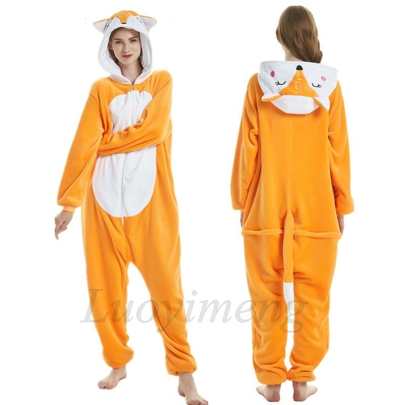 Kigurumi Unicorn Pajama Stitch Adult Animal Onesie Women Men Couple Pajamas Winter Pijamas Suit Panda Sleepwear Flannel Pyjamas