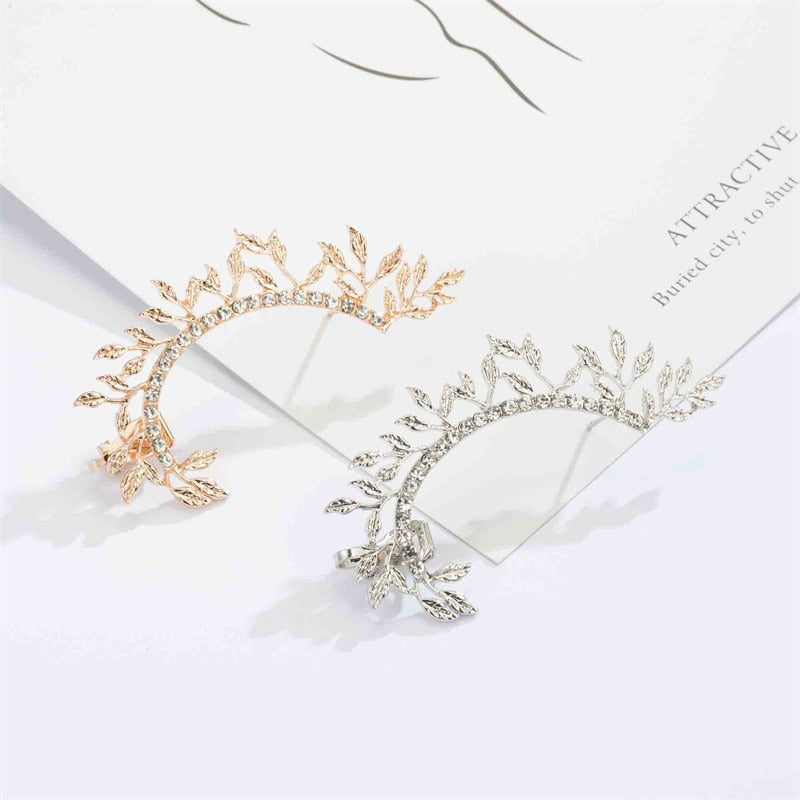 2019 New Fashion Elegant Vintage Punk Gothic Crystal Rhinestone Ear Cuff Wrap Stud Clip Earrings