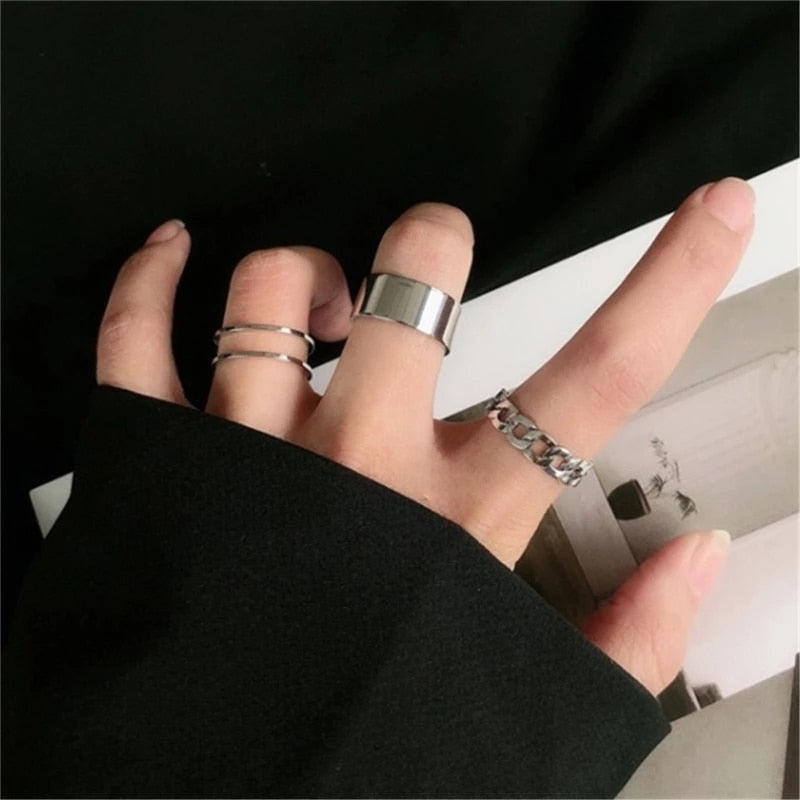 Women Twist Pearl Pearl Rings Set Fashion Geometric Hollow Crystal Ring For Women Heart Joint Rings Boho Jewelr Accessories