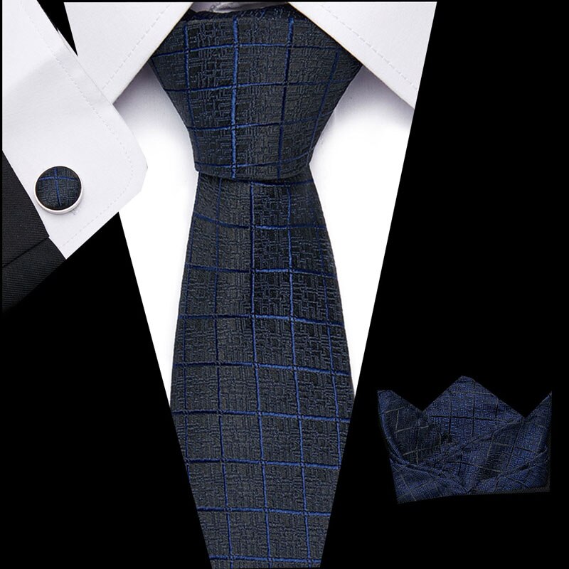 Free shipping Mens Ties  Luxury Paisley Blue Silk Tie with Hanky Tie Set Cufflinks Buisness jacquard Woven Neck Tie