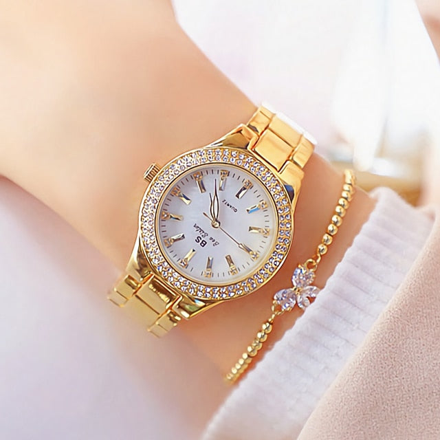 2023 Ladies Wrist Watches Dress Gold Watch Women Crystal Diamond Watches Stainless Steel Silver Clock Women Montre Femme 2022