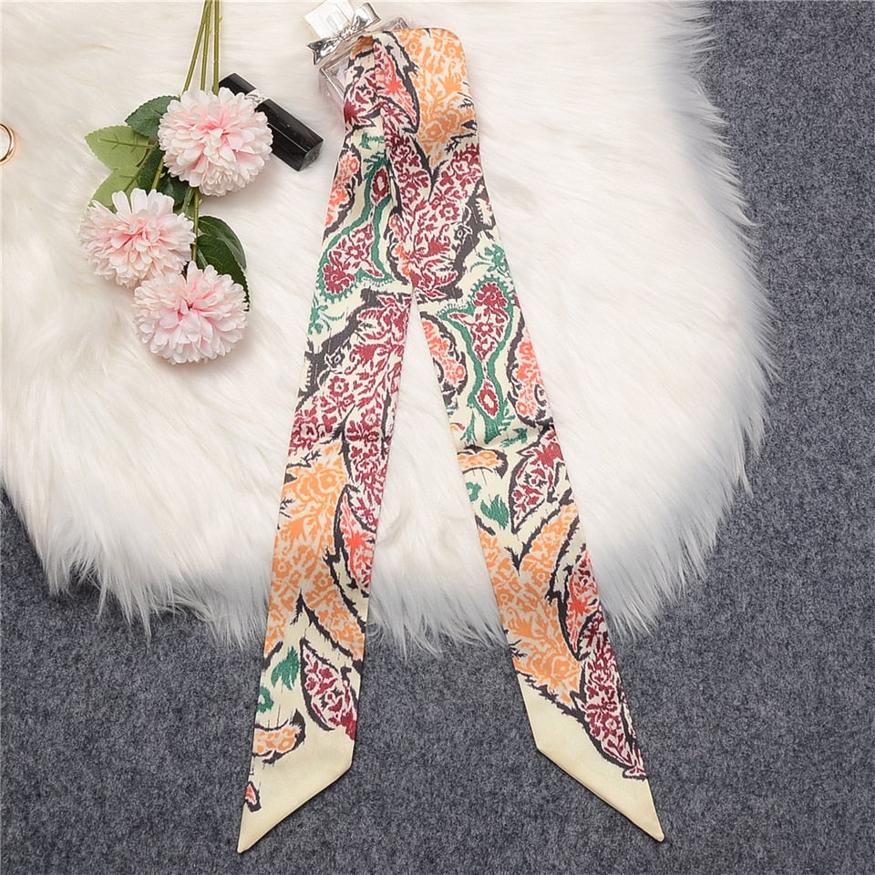 Tropic Affair Luxury Brand Scarf Tarot Women Scarf Bag Hair Skinny Silk Scarves Design Foulard Neckerchief Headband For Ladies