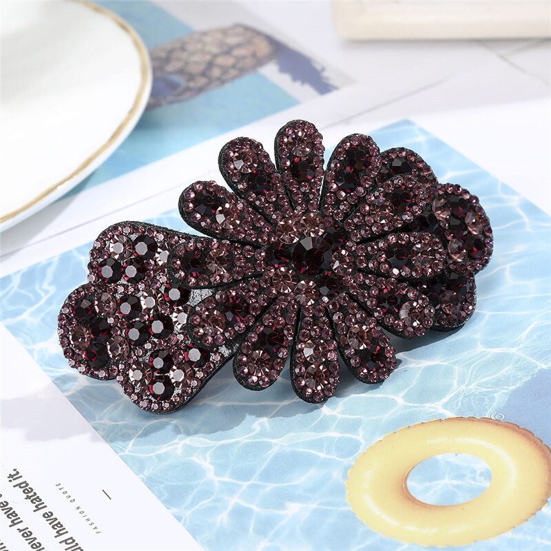 AWAYTR Crystal Flower Barrettes Hair Clips for Women Vintage Rhinestone Hairpins Headwear Girls Hair Accessories Jewelry Clips