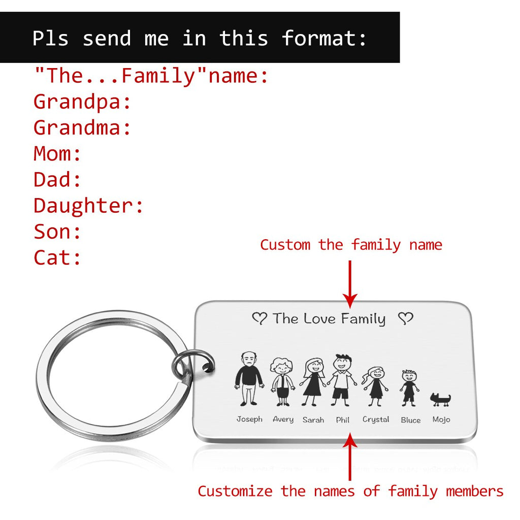 Personalized Family Keychain Engraved Family Gifts for Parents Children Present Keyring Bag Charm Families Member Gift Key Chain