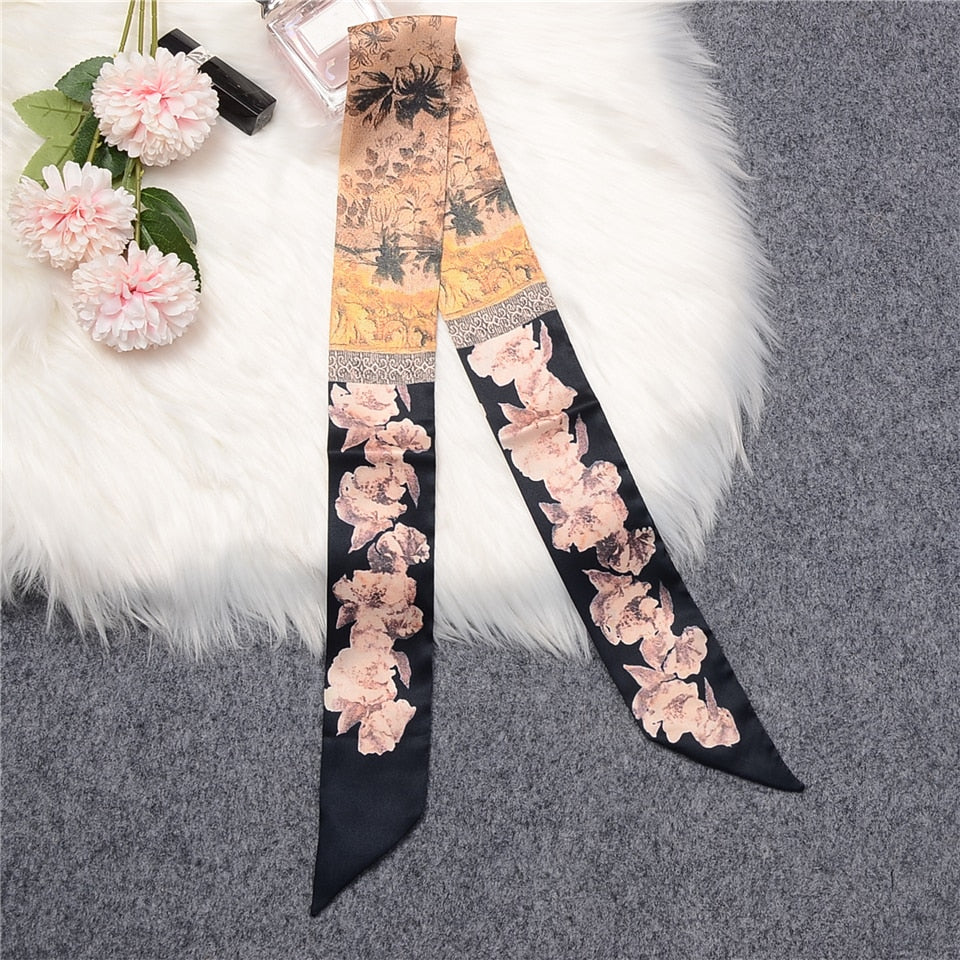 Tropic Affair Luxury Brand Scarf Tarot Women Scarf Bag Hair Skinny Silk Scarves Design Foulard Neckerchief Headband For Ladies