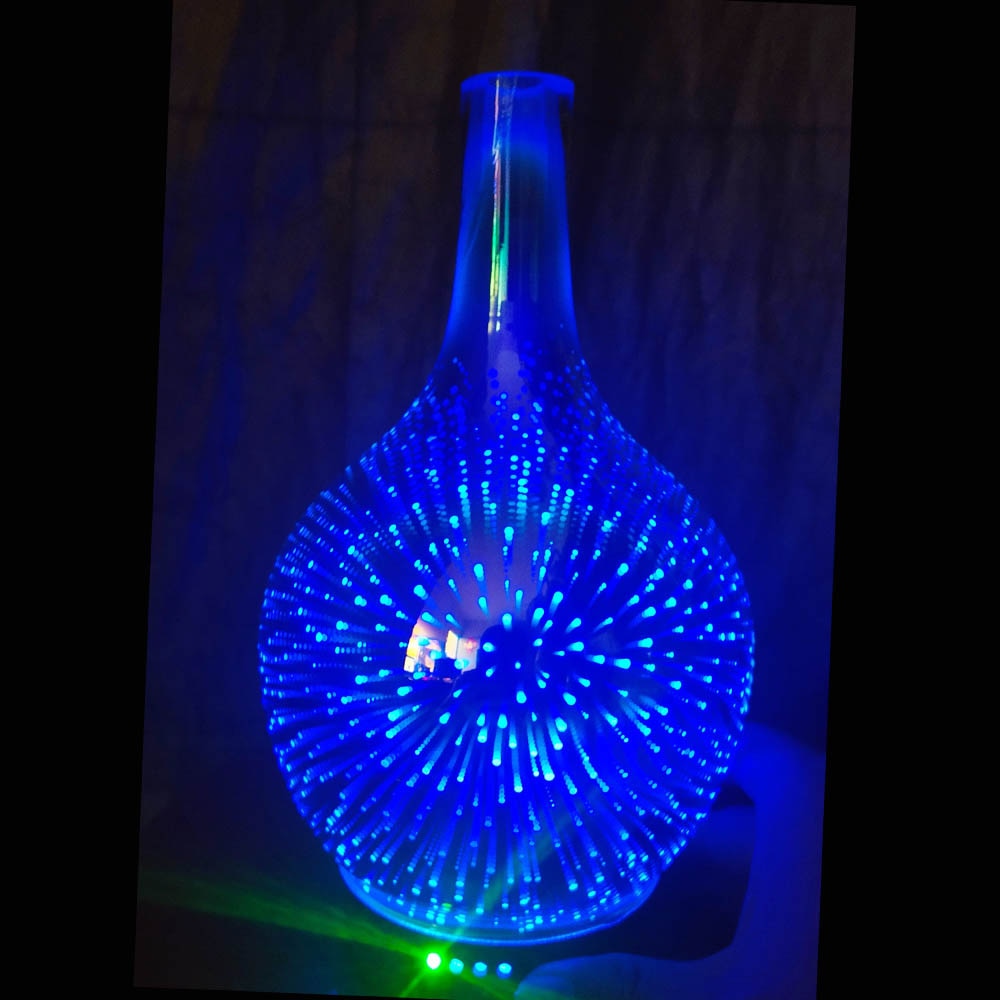 7 Color Light 3D Glass Vase Aromatherapy Essential Oil Aroma Diffuser Changing and Waterless Auto Shut-off Cool Mist Humidifier