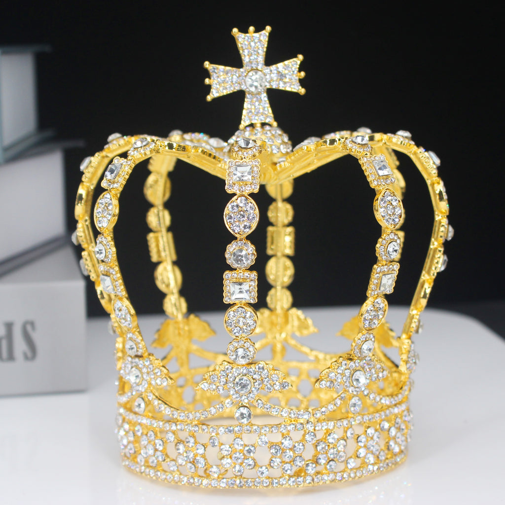 Bridal Wedding Crown Crystal Vintage Royal Queen King Tiaras and Crowns Men/Women Pageant Prom Diadem Hair Ornaments Wedding Hair Jewelry Accessories