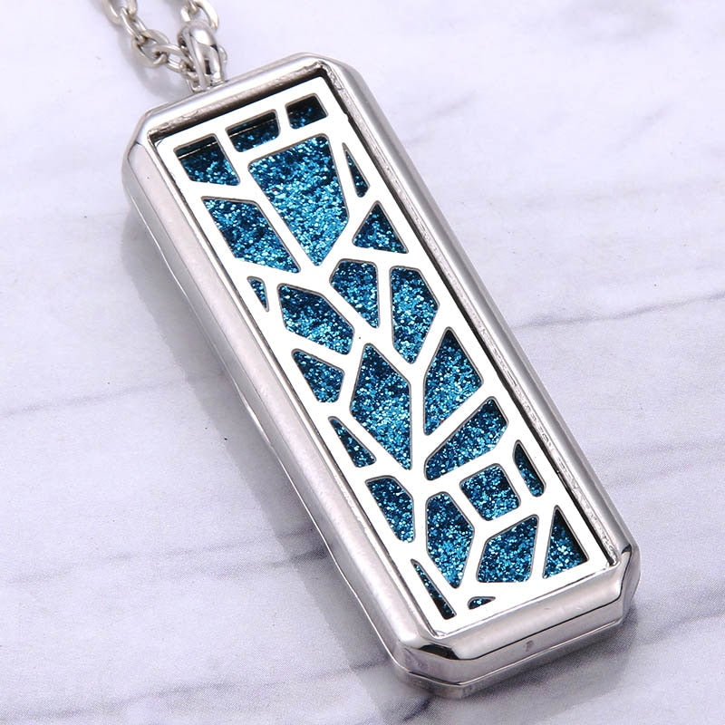 Square Aroma locket Necklace Magnetic Stainless Steel Aromatherapy Essential Oil Diffuser Perfume Locket Pendant Jewelry