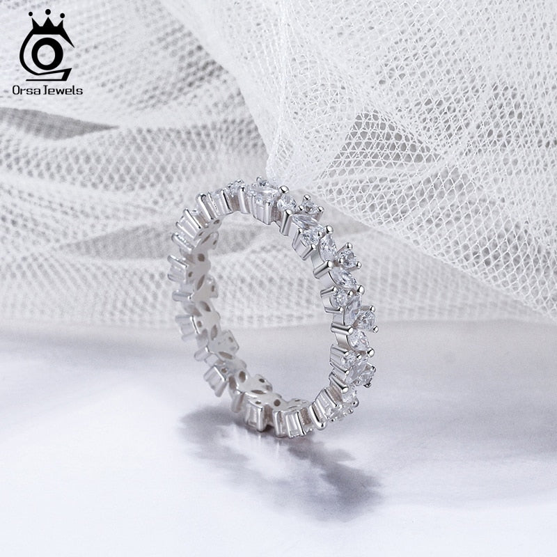 ORSA JEWELS 925 Sterling Silver Ring Love Zirconia Ring For Women Wedding Rings Original Fine Jewelry Hot Sale 2021 SR252