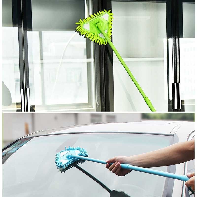 Triangle Mop Retractable Household Cleaning Lazy Magic Mop Microfiber Hand Wash Flat Mop Bathroom Glass Cleaner 180 Rotating