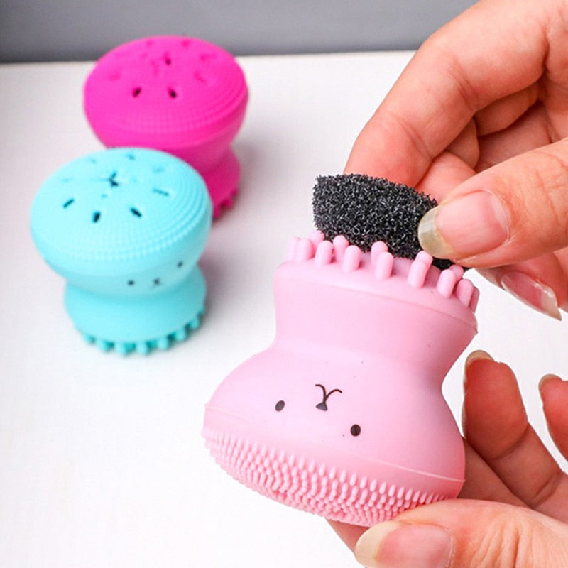 Facial Cleansing Brushes Silicone Cute Octopus Facial Cleanser Pore Cleanser Exfoliator Face Scrub Washing Brush Skin Care Tools