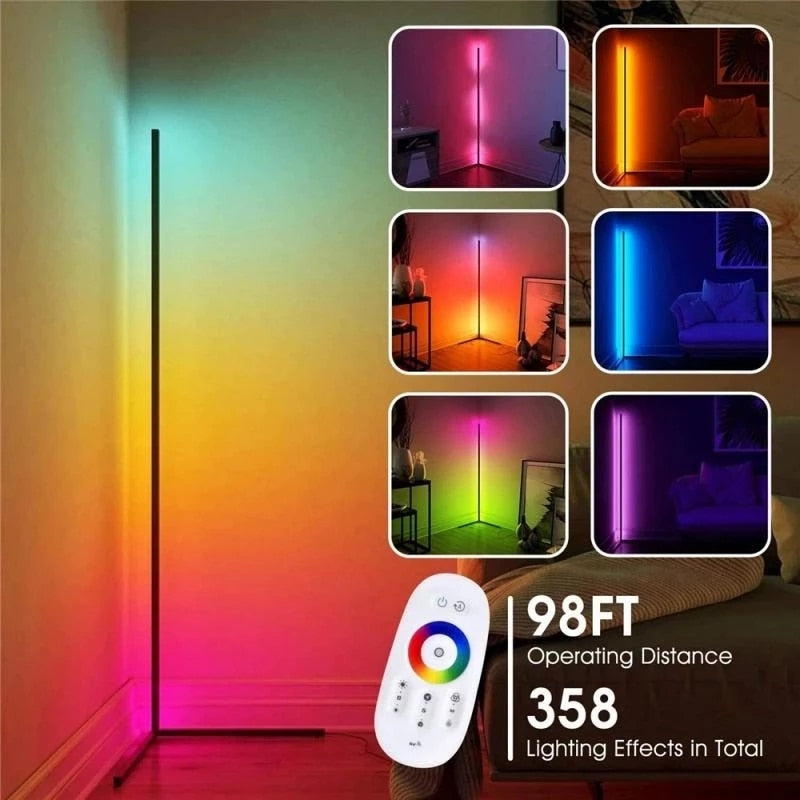 Nordic LED Decoration RGB Floor Lamp Remote Control Bedroom Atmosphere Lamp Bedroom Living Room Colorful Light Standing Lighting