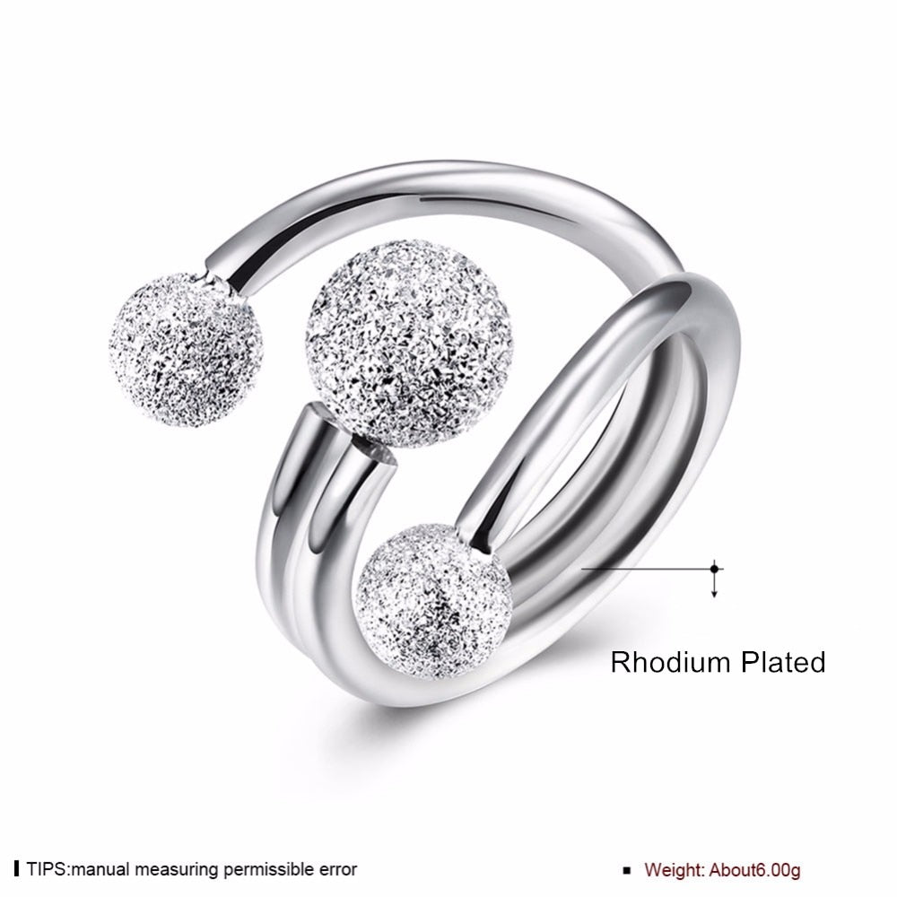 Surround Design Ball Adjustable Rings for Women Silver Color Party Jewelry Gift Ideas for Mom (JewelOra RI102206)