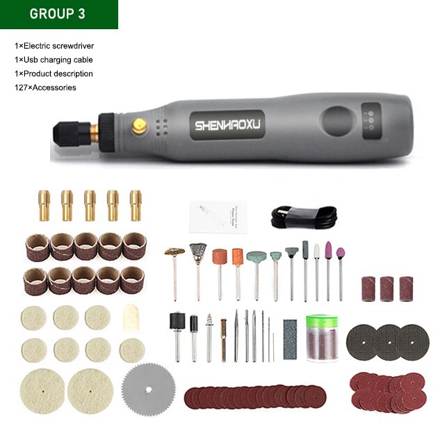 Mini Cordless Grinder Electric Drill 3Speed Adjustable Engraving Pen Cutting Polishing Rotary Tool With Dremel Accessories