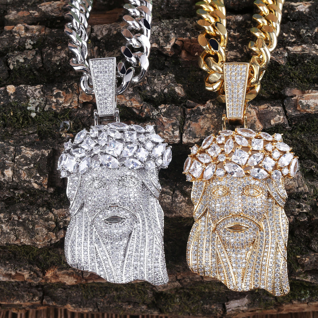 JINAO New Big Jesus Necklace &amp; Pendant With Tennis Chain gold Color Iced Out Cubic Zircon Men&#39;s Hip Hop Jewelry Gift