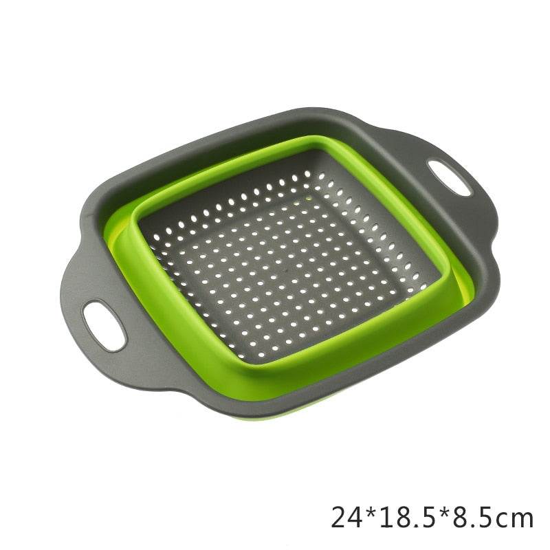 2Pcs/Set Kitchen Accessories Utensils Gadgets Foldable Silicone Colander Fruit Vegetable Washing Basket Strainer Kitchen Goods