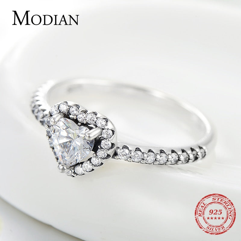 Modian 925 Sterling Silver Heart Fashion Sets For Women Charm Earrings Luxury Wedding Necklaces Engagement Statement Jewelry