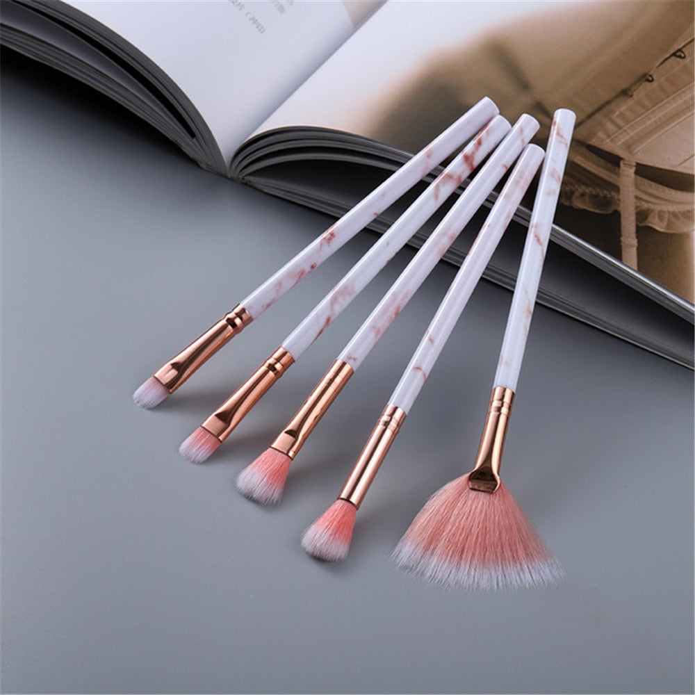 FLD 5-15Pcs Makeup Brushes Tool Cosmetic Set Beauty Powder Foundation Eye Shadow Eyebrow Fan Blush Blending Make Up Brush Kit